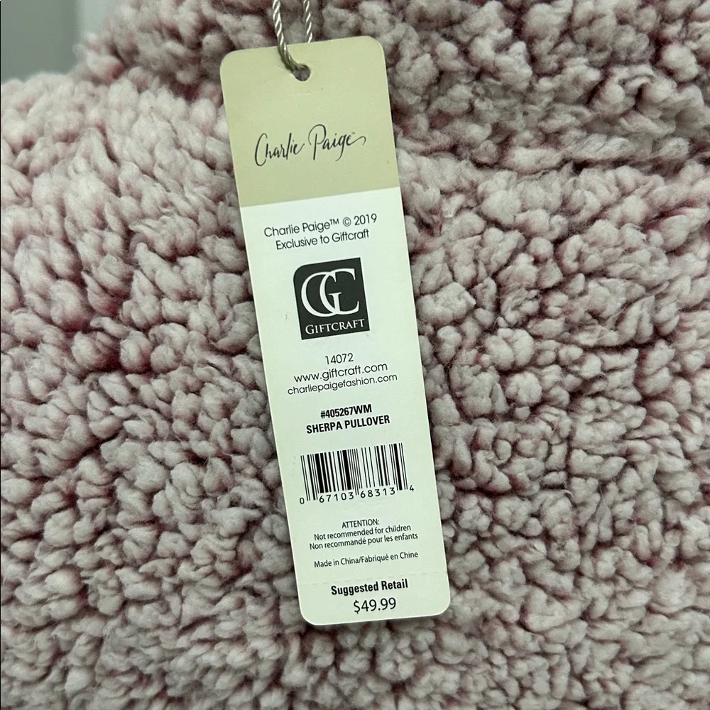 Charlie Paige Pink Sherpa Quarter Zip Pullover